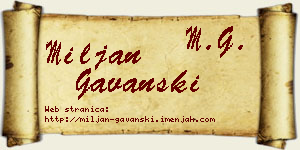 Miljan Gavanski vizit kartica